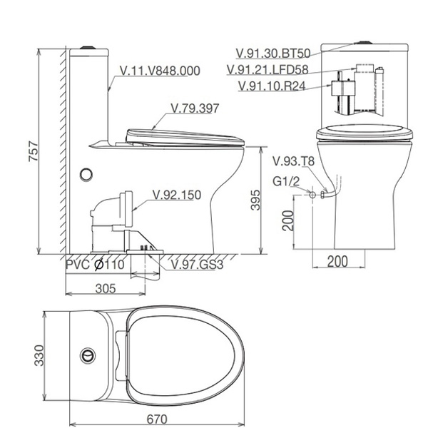 Ban ve ky thuat Bon cau Viglacera V848