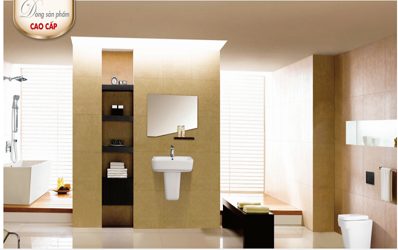 Phòng tắm với sản phẩm gương và phụ kiện Viglacera