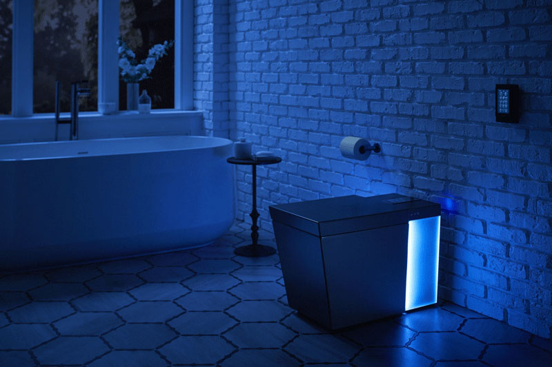 Phòng tắm thông minh với bồn cầu phát sáng tạo tia khử khuẩn