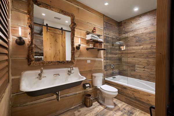 Phòng tắm vật liệu chủ đạo là gỗ