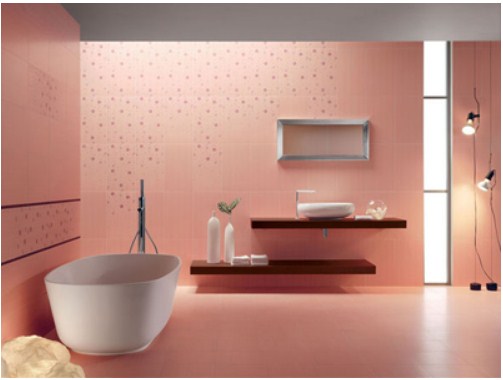 Phòng tắm màu hồng đẹp
